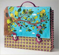 Cartable oiseaux fleurs