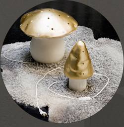 Lampe champignon dorée