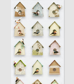 Papier peint birdhouses